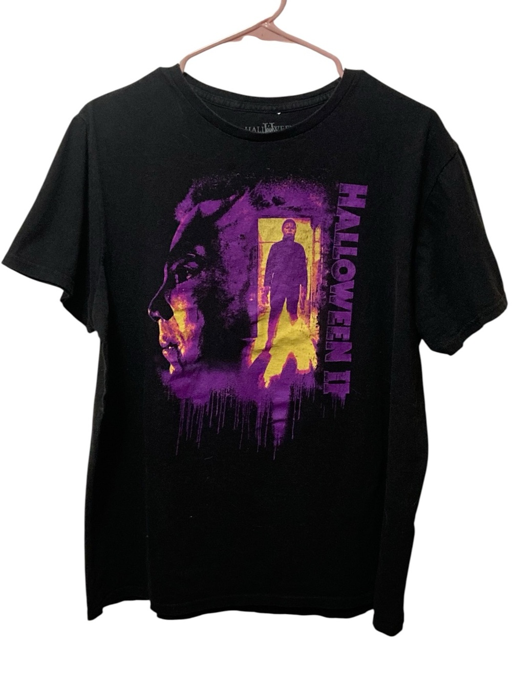 Halloween II Graphic Tee - Black with Purple & Yellow Print
